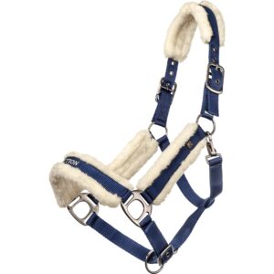 blue halters with fur